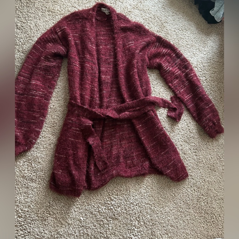 Knox Rose Red Cardigan Sweater Chunky Knit